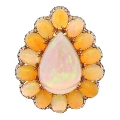 Sale Photo Thumbnail #375: 18K Yellow Gold Cocktail Ring with 30.00 CTW in Opal & Diamond