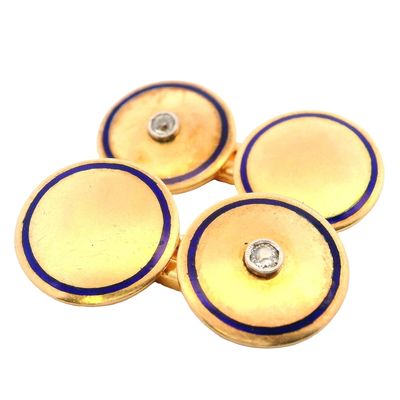 Art Deco 18K Yellow Gold Cufflinks with 0.10 CTW Diamonds