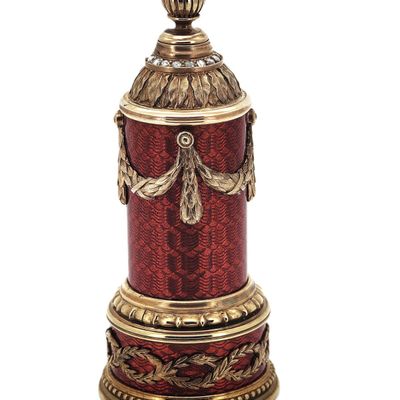Vintage Russian Imperial Era Gilded Silver Enamel Perfume Bottle