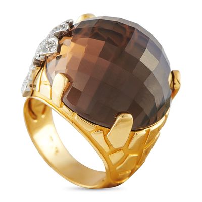 Sale Photo Thumbnail #199: Carrera y Carrera Giraffe 18K Yellow Gold Smokey Quartz Ring