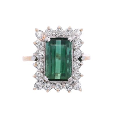 Sale Photo Thumbnail #435: 18kt two tones Ring 3.50 CTW in Green Tourmaline & Diamonds