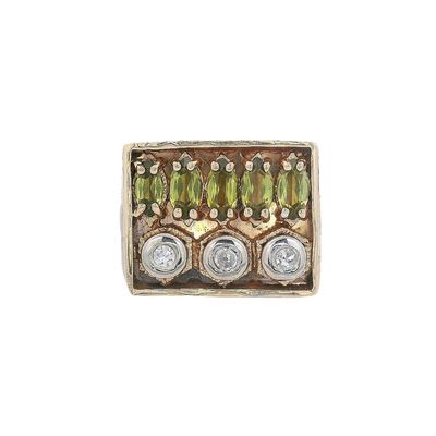 Chunky 14K Yellow Gold Ring with 1.35 CTW in Peridot & Diamonds