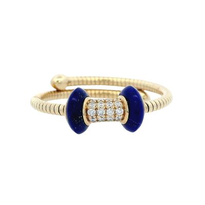 Sale Photo Thumbnail #202: 14K Yellow Gold Designer Ring with 0.10 CTW in Lapis Lazuli & Diamonds