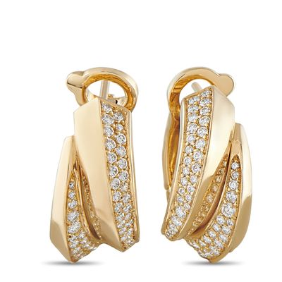 Sale Photo Thumbnail #200: Cartier Panthre Griffe 18K Yellow Gold 1.20ct Diamond Hoop Earrings