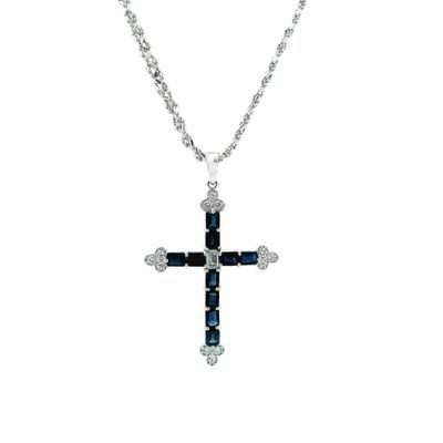 Sale Photo Thumbnail #173: 18K White Gold Cross Pendant with 3.53 CTW in Diamonds & Blue Sapphires
