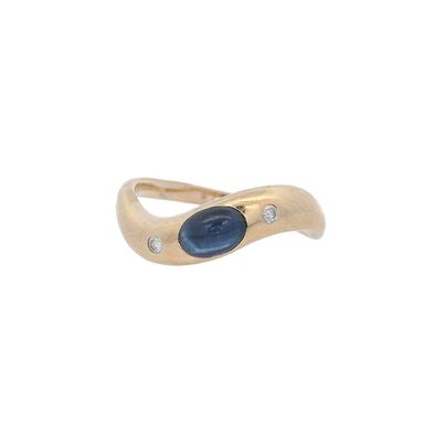 Wavy 14K Yellow Gold Ring with 1.05 CTW in Blue Sapphire & Diamonds