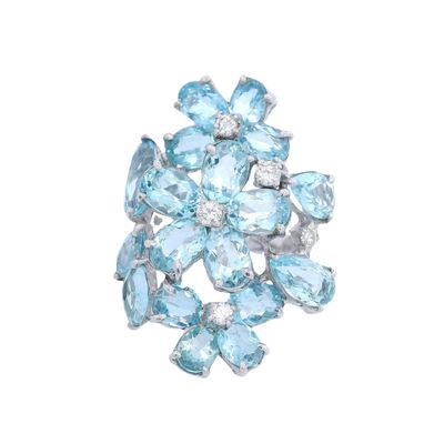 Sale Photo Thumbnail #306: 18K White Gold Cocktail Ring with 15.0 CTW in Aquamarine & Diamond