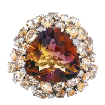Sale Photo Thumbnail #307: 18K White Gold Cocktail Ring with 50.30 CTW in Ametrine, Imperial Topaz & Diamond