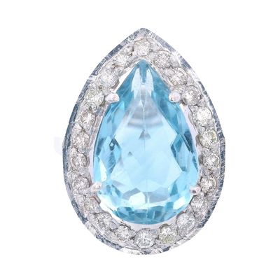 Sale Photo Thumbnail #369: 18K White Gold Cocktail Ring with 6.50 CTW in Aquamarine & Diamond