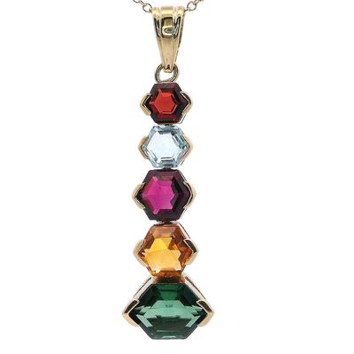 Sale Photo Thumbnail #102: 18kt yellow Gold Pendant with Multicolor Stones