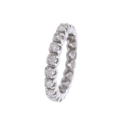 Sale Photo Thumbnail #416: Vintage Platinum Eternity Band Ring with Diamonds