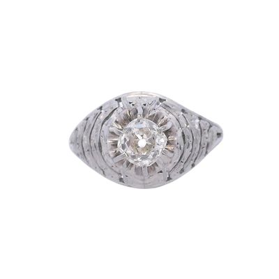 Sale Photo Thumbnail #401: Art Deco Filigree Platinum Engagement Ring with Diamonds