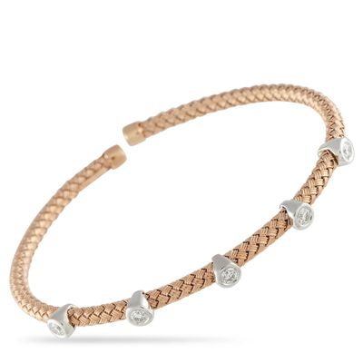 Sale Photo Thumbnail #251: 14K Rose and White Gold 0.54ct Diamond Woven Bangle Bracelet