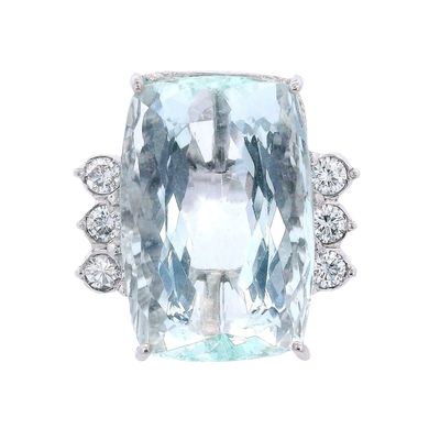 Sale Photo Thumbnail #341: 18K White Gold Cocktail Ring with 19.60 CTW in Aquamarine & Diamond