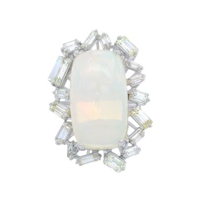 Sale Photo Thumbnail #386: 18kt white Gold Ring with Opal & Diamonds