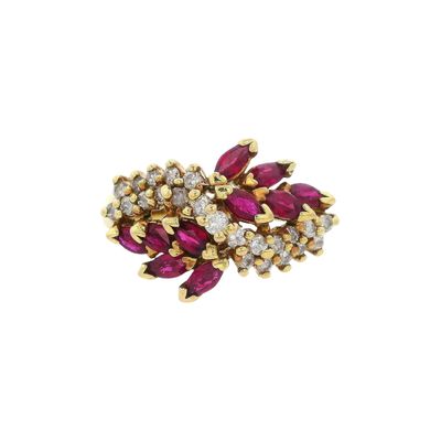 14K Yellow Gold Ring with 1.50 CTW in Rubies & Diamonds