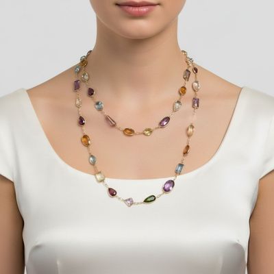 Sale Photo Thumbnail #380: 18K Yellow Gold Necklace with 175 Carats of Multicolor Semi-Precious Gemstones