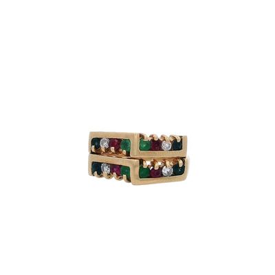 Pair of 18K Yellow Gold Stackable Rings with 0.90 CTW in Gemstones & Diamonds