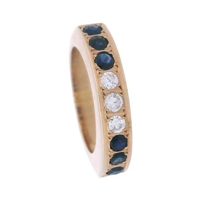 18kt yellow Gold Band Ring with Sapphires & Diamonds