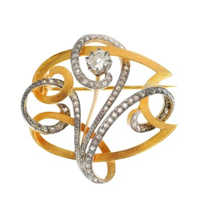 Edwardian 18K Yellow Gold & Platinum Brooch/Pendant with 0.85 CTW Diamonds