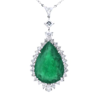 Sale Photo Thumbnail #383: 18K White Gold Necklace with 13.00 CTW in Emerald & Diamond