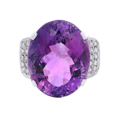 Sale Photo Thumbnail #308: 18K White Gold Cocktail Ring with 36.40 CTW in Amethyst & Diamond