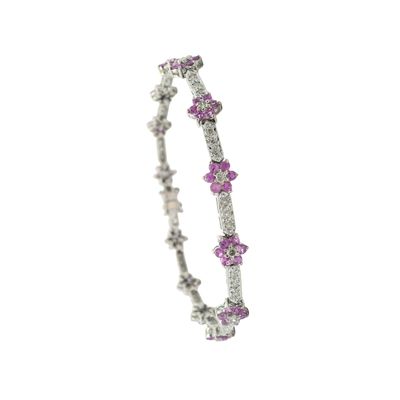 Sale Photo Thumbnail #210: 14K White Gold Flower Bracelet with 4.85 CTW in Pink Sapphires & Diamonds
