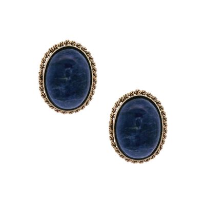 Retro 18K Yellow Gold Lapis Lazuli Earrings