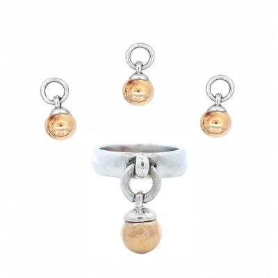 Sale Photo Thumbnail #119: TIFFANY & CO. Sterling Silver & 18kt yellow Gold Ball Ring and Pendants 1995