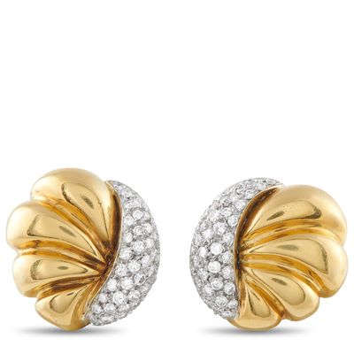 Sale Photo Thumbnail #279: 18K Yellow Gold 2.10ct Diamond Shell Earrings