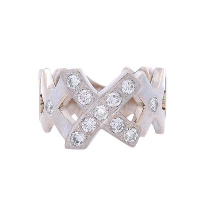 Sale Photo Thumbnail #222: Vintage RUSSIAN 13.8 Kts white Gold Ring with Diamonds