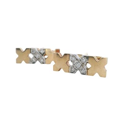 Sale Photo Thumbnail #209: Pair of 14K Yellow & White Gold Cufflinks with 0.50 CTW Diamonds