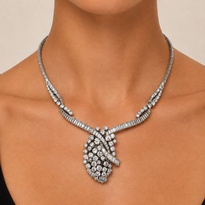 Sale Photo Thumbnail #304: Art Deco Platinum Necklace with 32.50 CTW in Diamonds