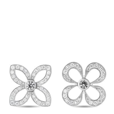 Sale Photo Thumbnail #248: Louis Vuitton 18K White Gold Diamond Monogram Flower Earrings
