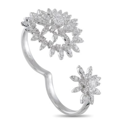 Sale Photo Thumbnail #242: Hearts on Fire Aerial 18K White Gold 1.40ct Diamond Sunburst Double Finger Ring