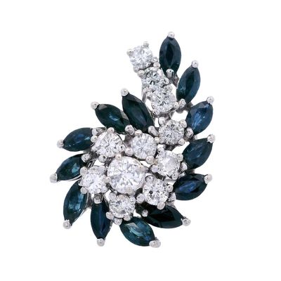 Sale Photo Thumbnail #109: 14kt white Gold Cocktail Ring with blue Sapphires & Diamonds