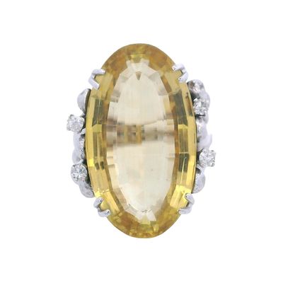 Sale Photo Thumbnail #377: 14K White Gold Cocktail Ring with 15.10 CTW in Yellow Beryl & Diamond