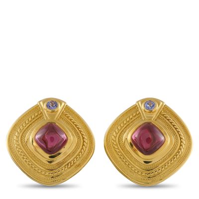 Sale Photo Thumbnail #358: SeidenGang 18K Yellow Gold Garnet and Iolite Clip-On Earrings