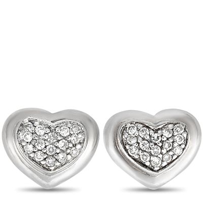 Sale Photo Thumbnail #354: Scott Kay Sterling Silver Diamond Heart Stud Earrings