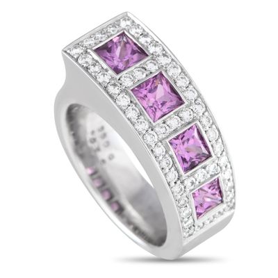 Sale Photo Thumbnail #143: Bucherer 18K White Gold 0.65ct Diamond and Sapphire Ring