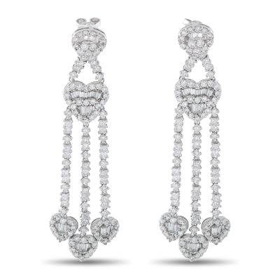 Sale Photo Thumbnail #278: 18K White Gold 3.60ct Diamond Heart Drop Earrings