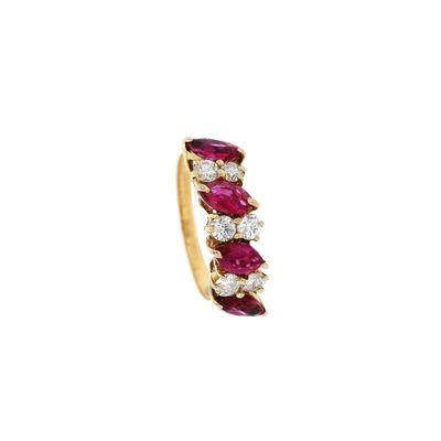 18K Yellow Gold Ring with 1.15 CTW in Rubies & Diamonds
