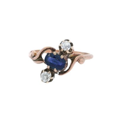Sale Photo Thumbnail #193: Art Nouveau 18K Yellow Gold Ring with 0.56 CTW in Sapphire & Diamonds