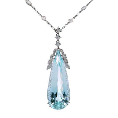 Sale Photo Thumbnail #371: 18K White Gold Necklace with 36.30 CTW in Aquamarine & Diamond