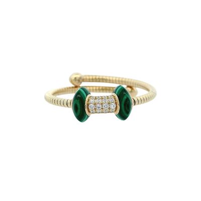 Sale Photo Thumbnail #204: 14K Yellow Gold Designer Ring with 0.10 CTW in Malachite & Diamonds