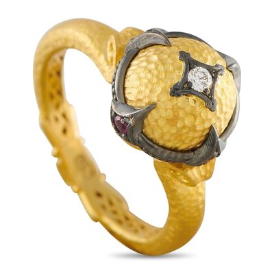 Sale Photo Thumbnail #244: Konstantino 18K Yellow Gold Diamond and Ruby Ring