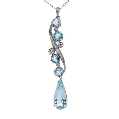 Sale Photo Thumbnail #397: 18K Yellow & White Gold Pendant with 7.00 CTW in Aquamarine & Diamond