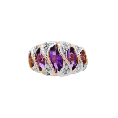 14K Yellow & White Gold Ring with 2.65 CTW in Amethyst & Diamonds