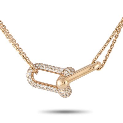 Sale Photo Thumbnail #365: Tiffany & Co. HardWear 18K Rose Gold 0.74ct Diamond Double Link Large Pendant Necklace