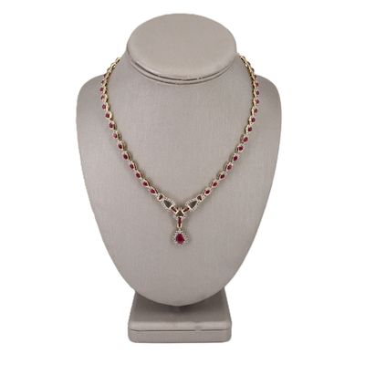 14K Yellow Gold Necklace with 10.00 CTW in Rubies & Diamonds
